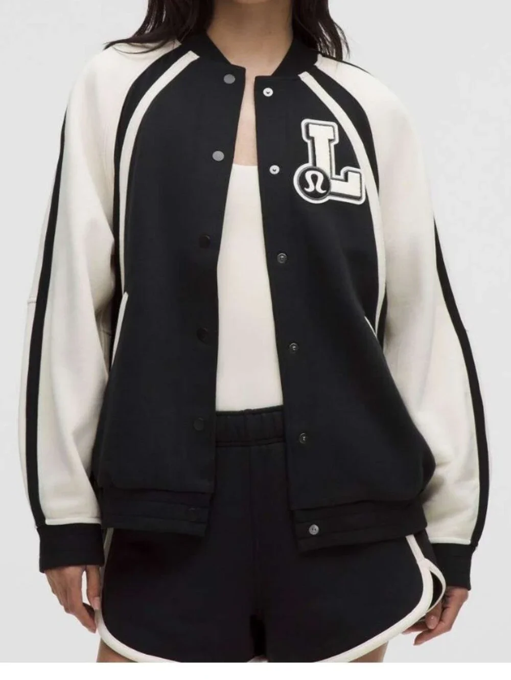 lululemon athletica Oversized Collegiate Black & Cream Varsity Jacket